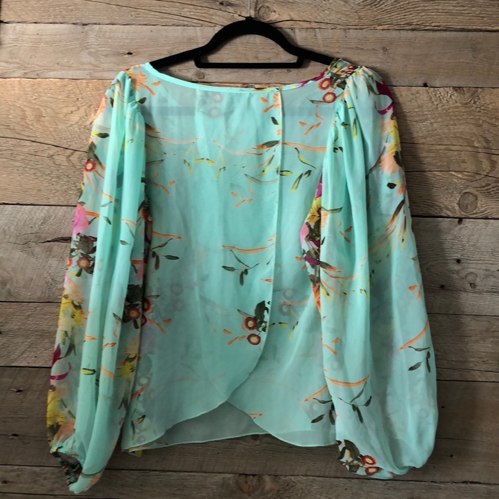 Windsor Sheer Mint Floral Blouse Size M - Picture 6 of 8